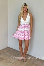 Floral Lace Trim Crossback Mini Dress