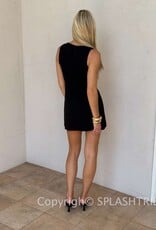 Boatneck Sleeveless A Line Mini Dress