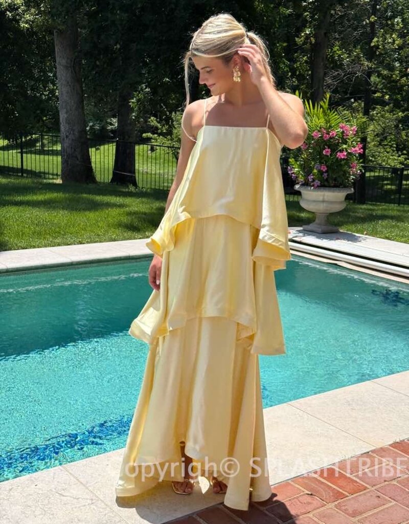 Elliatt Tilly Tiered Textured Satin Maxi Dress