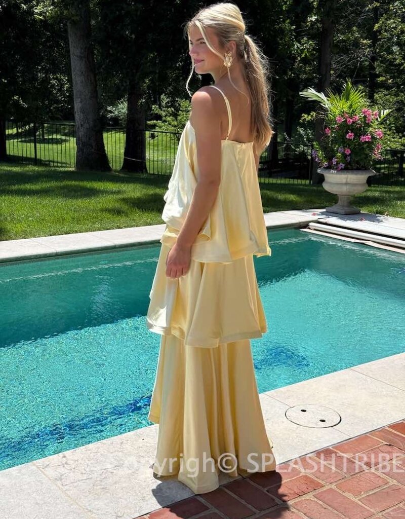 Elliatt Tilly Tiered Textured Satin Maxi Dress
