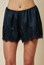 Chic Satin Lace Trim Shorts