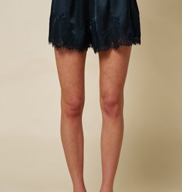Chic Satin Lace Trim Shorts