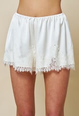 Chic Satin Lace Trim Shorts