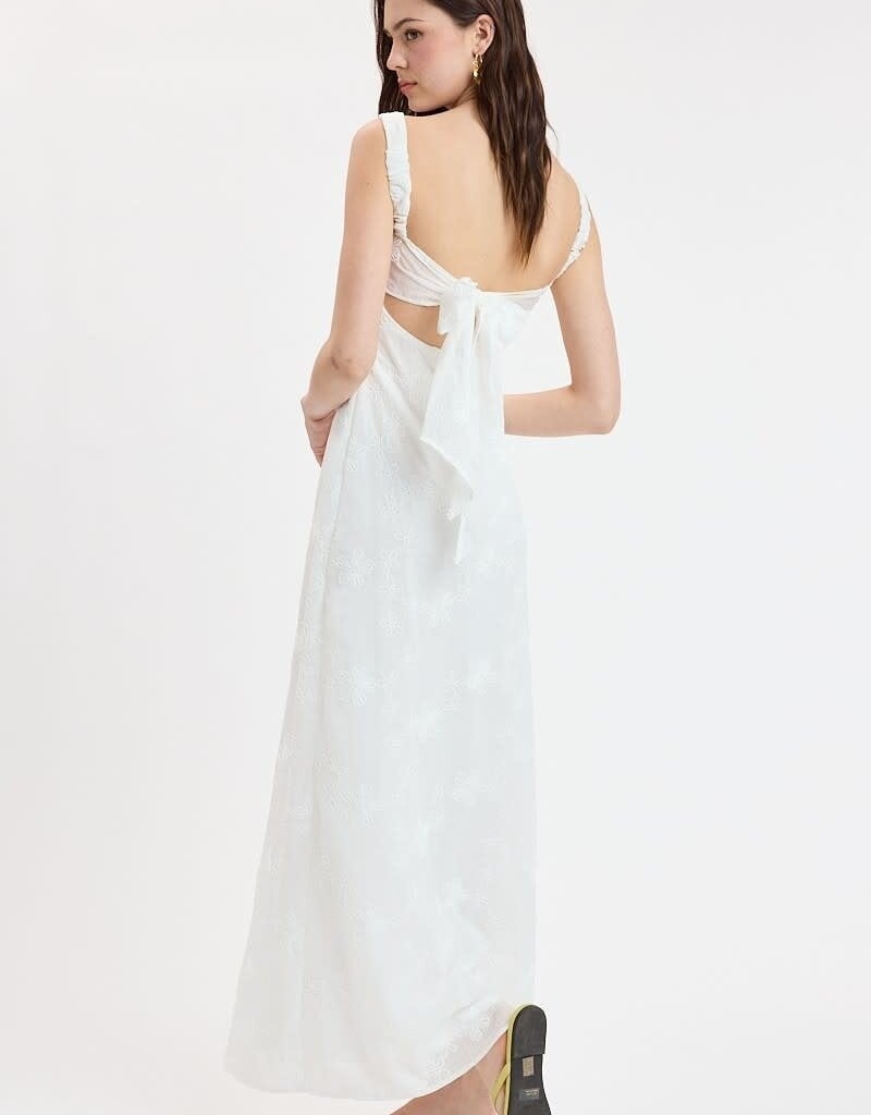 Evie Floral Embroidered Tie Back Maxi Dress