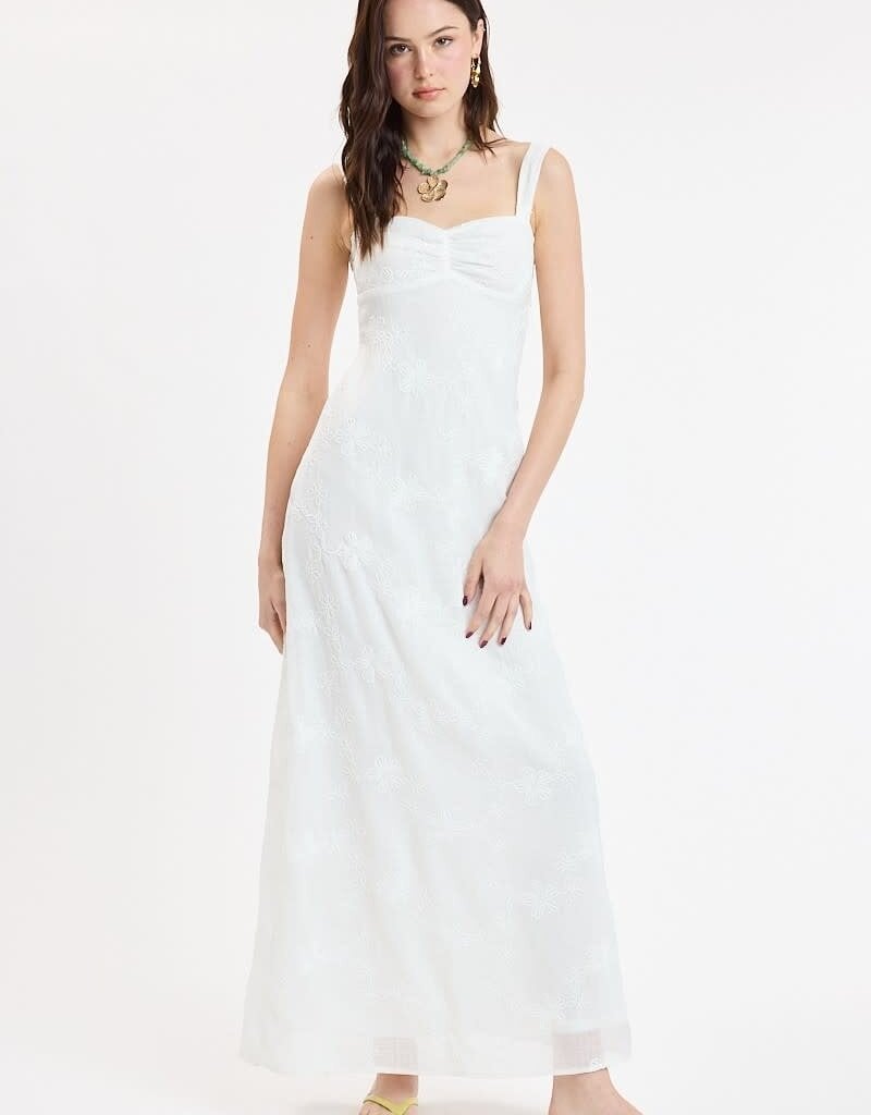 Evie Floral Embroidered Tie Back Maxi Dress