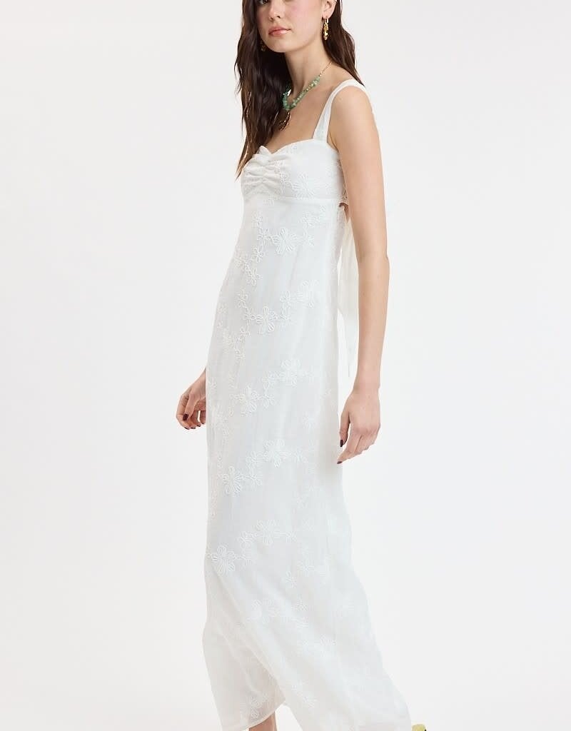 Evie Floral Embroidered Tie Back Maxi Dress