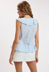 Cascading Ruffle Lace Cap Sleeve Top
