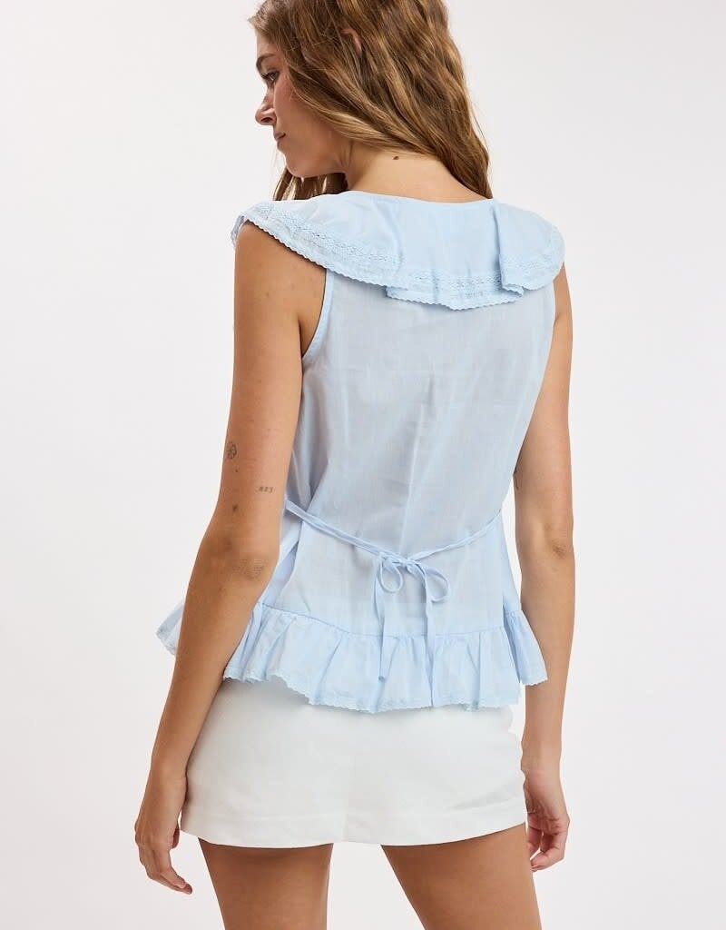 Cascading Ruffle Lace Cap Sleeve Top