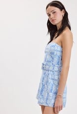 Ava Strapless Belted Skort Patchwork Mini Dress