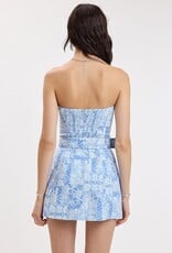 Ava Strapless Belted Skort Patchwork Mini Dress