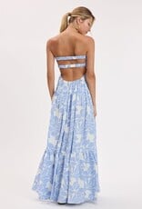 Romantic Floral Twisted Ruched Bust Maxi Dress