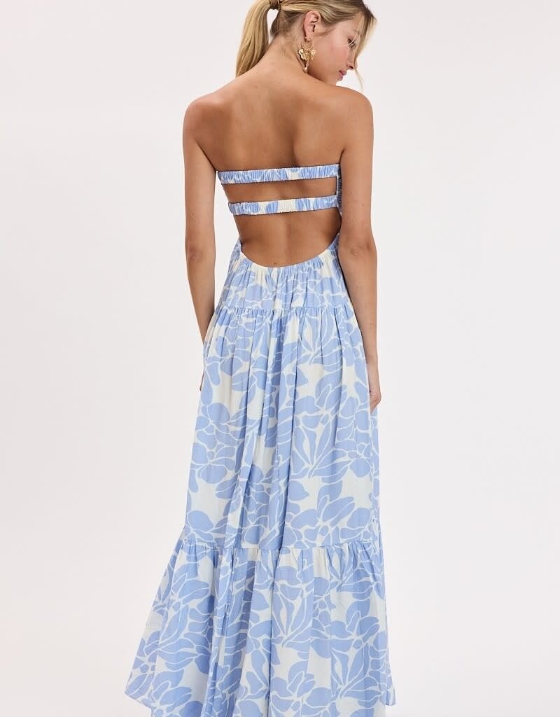 Romantic Floral Twisted Ruched Bust Maxi Dress