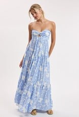 Romantic Floral Twisted Ruched Bust Maxi Dress