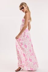 Romantic Floral Twisted Ruched Bust Maxi Dress