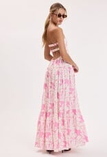 Romantic Floral Twisted Ruched Bust Maxi Dress