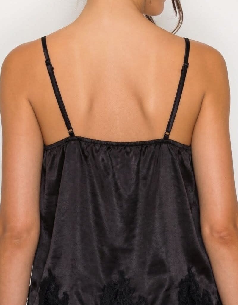 Ella Satin Lace Trim Camisole Top