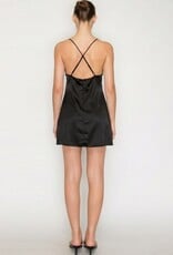 Amelia Lace Trim Satin Slip Mini Dress