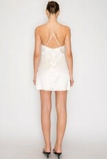 Amelia Lace Trim Satin Slip Mini Dress