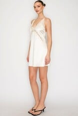 Amelia Lace Trim Satin Slip Mini Dress