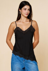 Chiara Satin Lace Trim Asymmetrical Cami Top