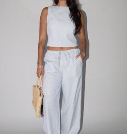 Seersucker Striped Drawstring Pants