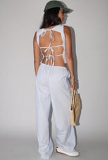 Seersucker Striped Drawstring Pants