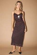 Polka Dot Lace Trim Midi Slip Dress