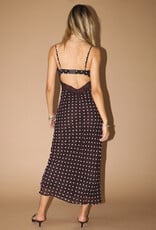 Polka Dot Lace Trim Midi Slip Dress