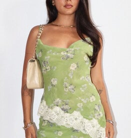 Floral Asymmetrical Lace Trim Cami Top