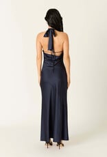 Tessa Satin Keyhole Halter Maxi Dress