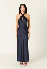 Tessa Satin Keyhole Halter Maxi Dress