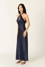 Tessa Satin Keyhole Halter Maxi Dress