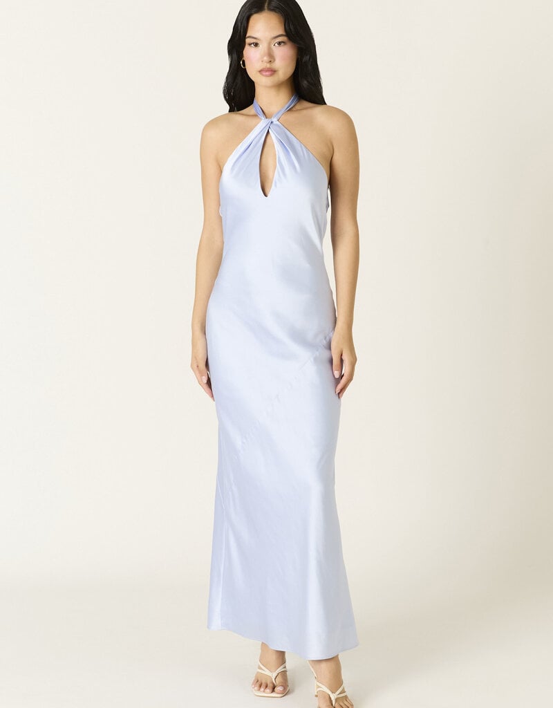 Tessa Satin Keyhole Halter Maxi Dress