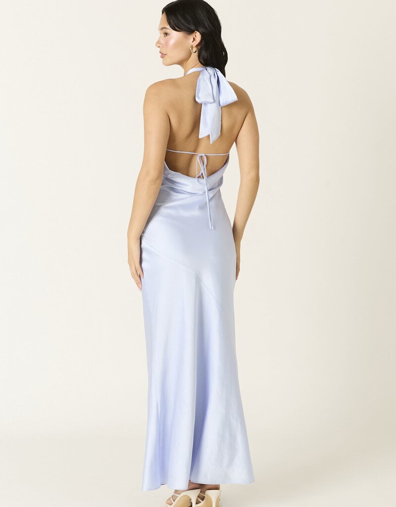 Tessa Satin Keyhole Halter Maxi Dress