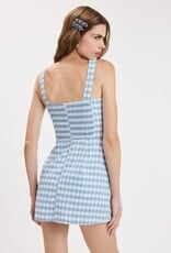 Checker Wide Strap Front Pocket Mini Dress