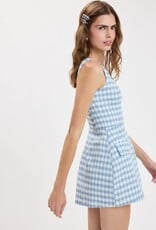 Checker Wide Strap Front Pocket Mini Dress