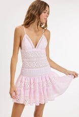 Floral Embossed Lace Solid Mini Dress