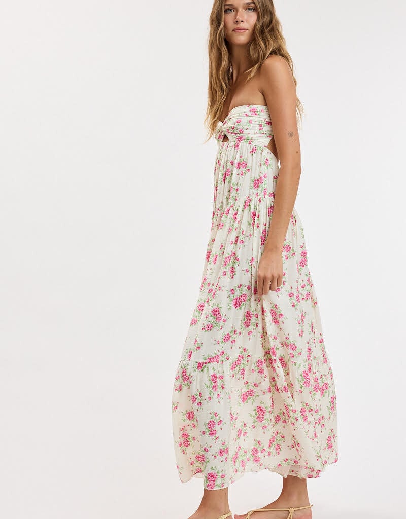 Floral Twisted Bust Maxi Dress