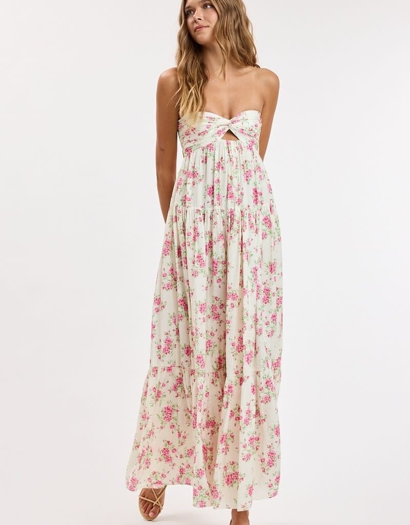 Floral Twisted Bust Maxi Dress