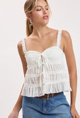 Clip Dot Tiered Ruffle Trim Cami Top
