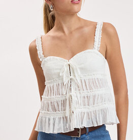 Clip Dot Tiered Ruffle Trim Cami Top