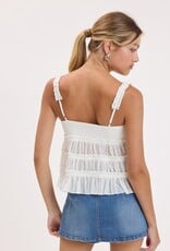 Clip Dot Tiered Ruffle Trim Cami Top