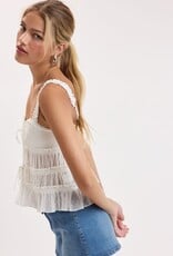 Clip Dot Tiered Ruffle Trim Cami Top