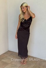 Polka Dot Lace Trim Midi Slip Dress