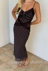 Polka Dot Lace Trim Midi Slip Dress