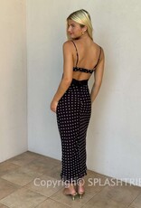 Polka Dot Lace Trim Midi Slip Dress