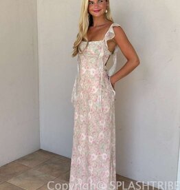 Jinea Floral Chiffon Frill Maxi Dress