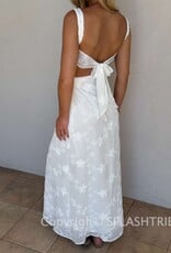 Evie Floral Embroidered Tie Back Maxi Dress