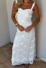 Evie Floral Embroidered Tie Back Maxi Dress