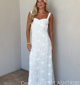 Evie Floral Embroidered Tie Back Maxi Dress